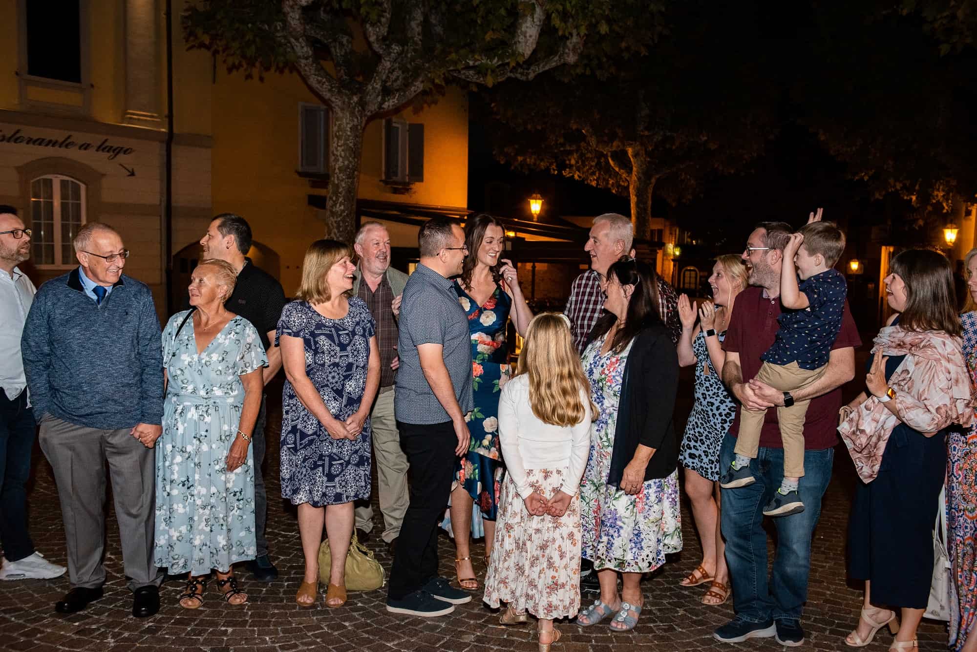 group photo in the evening, varenna italy